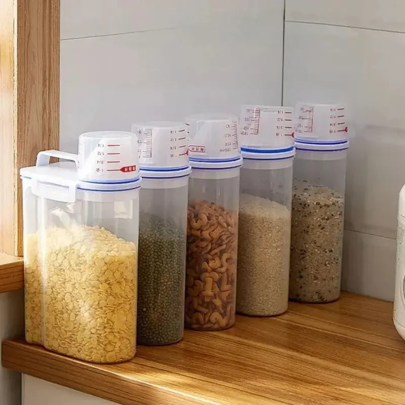 Rice and Grains Food Storage Canister with Measuring Cup