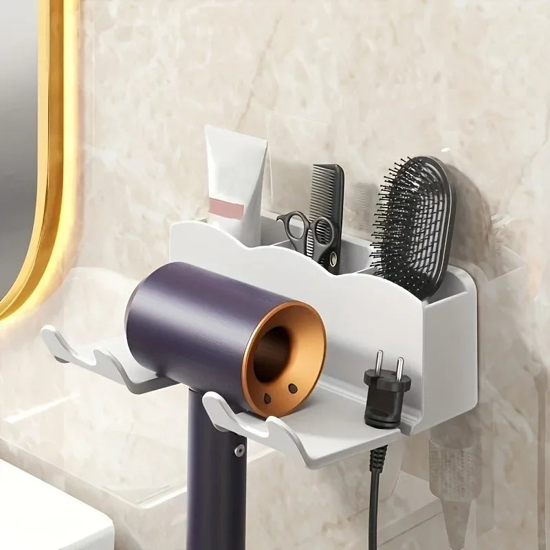 Wall-Mounted Hair Dryer Storage Rack