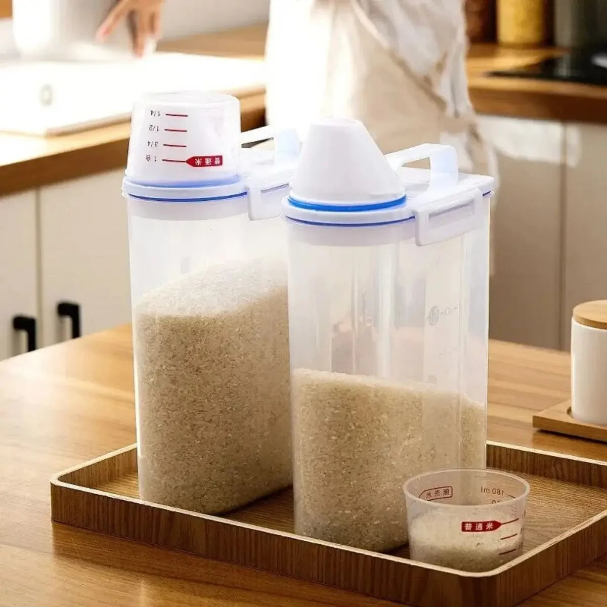 Rice and Grains Food Storage Canister with Measuring Cup
