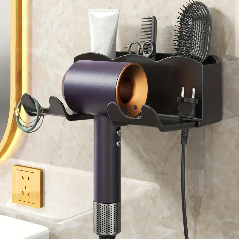 Wall-Mounted Hair Dryer Storage Rack