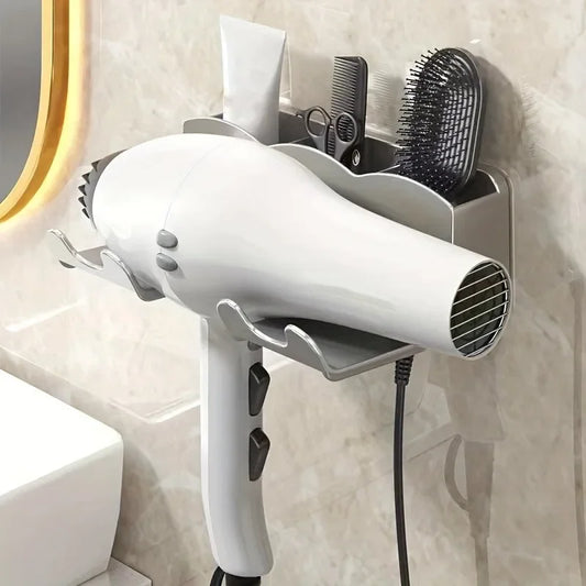 Wall-Mounted Hair Dryer Storage Rack