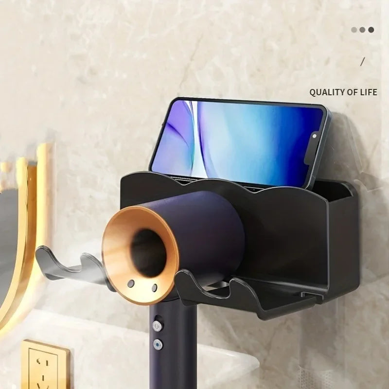 Wall-Mounted Hair Dryer Storage Rack
