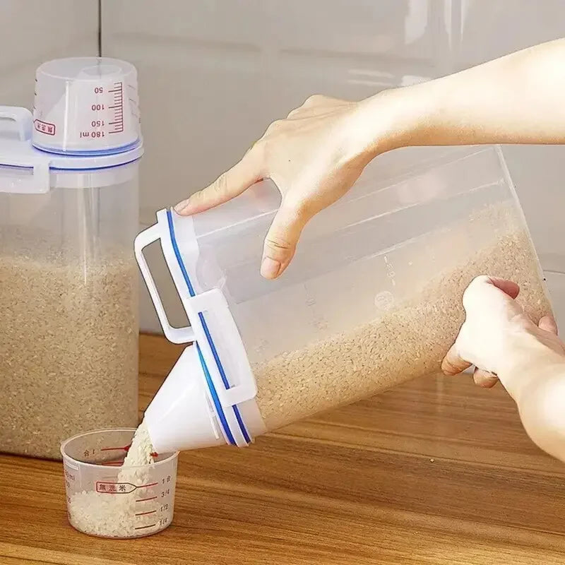 Rice and Grains Food Storage Canister with Measuring Cup